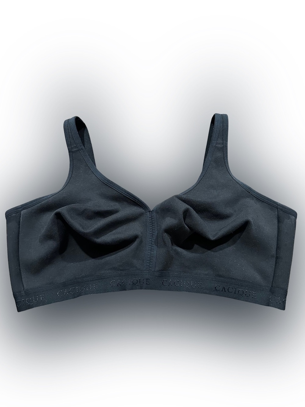 Cacique Lane Bryant Cotton Collection Unlined No Wire Bra Black 44DDD Full Cov